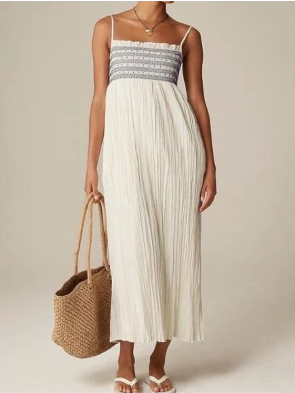 NWT J.Crew Catania Crinkled Dress in Ivory Size Medium